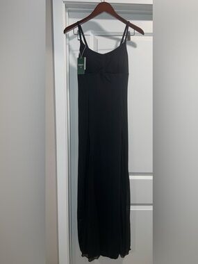 Adjustable Strap Contrast Mesh Maxi Flowy Slip Dress Size M NWT